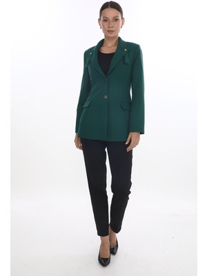 White Diamond Önü Düğmeli Yaka Detaylı Ceket 42 - Yeşil