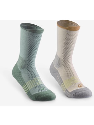 Decathlon Quechua Çocuk Outdoor Çorap - Uzun Konçlu - Yeşil - 2 Çift - Hike 500