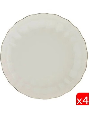 Kütahya Porselen Bone Luz Altın File Çukur Tabak 20CM 4 Lü