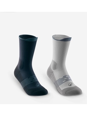 Decathlon Quechua Çocuk Outdoor Çorap - Uzun Konçlu - Mavi - 2 Çift - Hike 500