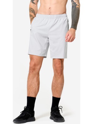 Decathlon Domyos Erkek Spor Şortu - Fermuarlı Cepli - Inci Grisi
