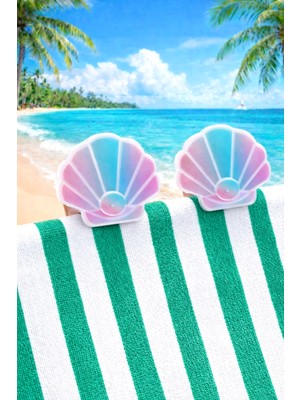 Boldy 2'li Deniz Kabuğu Figürlü Şezlong Mandalı - Plaj Mandalı - Halı Mandalı - Havlu Sabitleyici - Havlu Mandalı - Sahil Havlu Mandalı - Havlu Tutucu Mandal