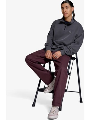 Converse Loose Fit Sneaker Patch Half Zip Erkek Siyah Sweatshirt