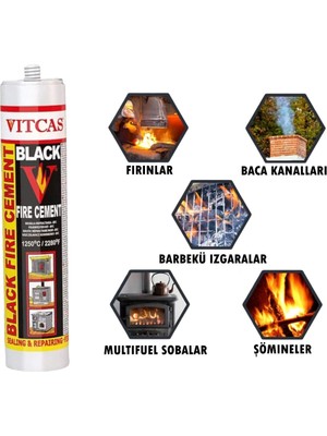 Somineco Çok Amaçlı Siyah Ateş Çimentosu 1300 °c Isıya Dayanıklı Yapıştırıcı