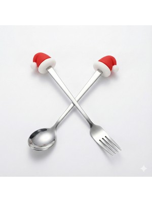 Noel Baba Şapkası Figürlü Paslanmaz Çelik Fondü ve Sunum Seti 2'li