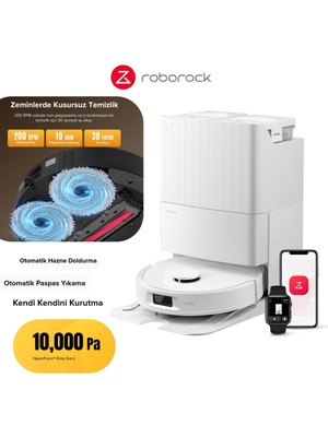 Roborock 60°c Sıcak Su Yıkamalı Halı Tanıma Mop Kaldırma ve 10.000 Pa Emiş Gücüne Sahip Lazer Navigasyonlu Beyaz Robot Süpürge Qrevo L
