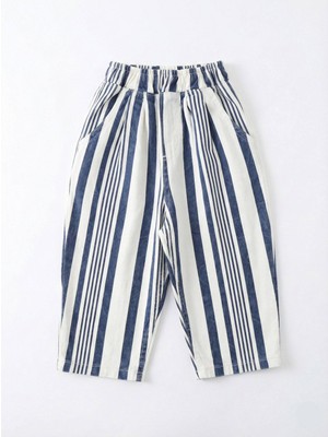 Noble Kids La Ciel Paris – Lacivert Çizgili Balon Kesim Denim Pantolon, 2–7 Yaş