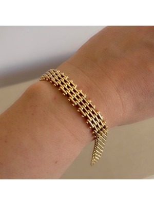 Bimia Gold Rengi Hasır Desen Bileklik