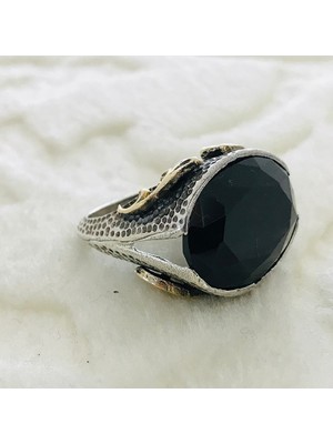 Canka Siyah Zirkon Taşlı 925 Ayar Gümüş Erkek Yüzük