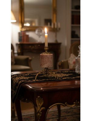 Montdekor El Yapımı Mermer Taşlı Bronz Desenli Mumluk