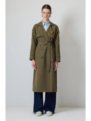 Touche Beli Kuşaklı Kruvaze Trençkot Haki