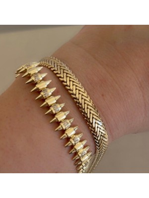 Bimia Gold Balık Sırtı Desen Bileklik