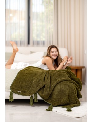 Cakkatex Püsküllü Ekstra Yumuşak Wellsoft Tv Battaniyesi|koltuk Battaniyesi