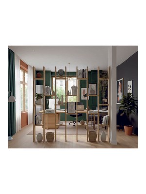 Tiydem Masif Ahşap Raflı Oda Ayırıcı Seperatör Duvar Dekor Paravan 150X200 cm Boyasız Doğal Ahşap Rengi
