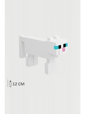 Minecraft Kedi Cat Beyaz Hareketli Kuyruklu Eklemli Figür
