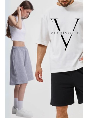 Vladivosto Büyük Beden Battal Boy Diz Hizasında Ekstra Bol Kalıp Yüksek Bel Siyah Gri Renk Şort