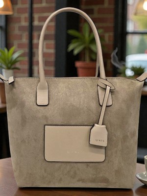 Leauder Women Kadın Süet Görünümlü Shopper Omuz Çantası Geniş Hacimli Şık Günlük Çanta