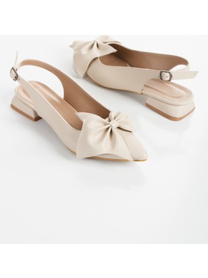 Muhhu Moda Günlük ,2 cm Topuklu ,fiyonklu, Arkası Açık, Tam Kalıp