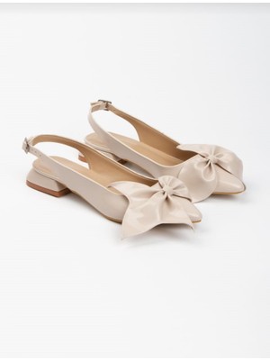 Muhhu Moda Günlük ,2 cm Topuklu ,fiyonklu, Arkası Açık, Tam Kalıp