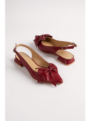 Muhhu Moda Günlük ,2 cm Topuklu ,fiyonklu, Arkası Açık, Tam Kalıp