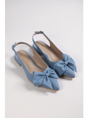 Muhhu Moda Günlük ,2 cm Topuklu ,fiyonklu, Arkası Açık, Tam Kalıp