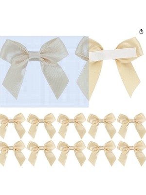 Massaltay 10ADET Yapışkanlı - Saten Fiyonk - Krem