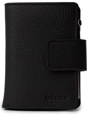Deery Hakiki Deri Siyah Dikey Kadın Cüzdanı - 00918ZSYHZ01