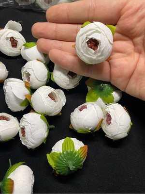 Massaltay Beyaz Küçük Şakayık Gül 5 Adet – Bohça Süsleme, Yapay Çiçek ve El Işi Malzemesi