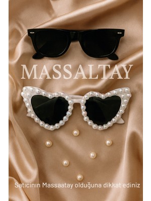 Massaltay Beyaz Incili Kalpli Gelin Damat Gözlük Seti, Bride Damat Ikili Düğün Kına After Parti Aksesuarı