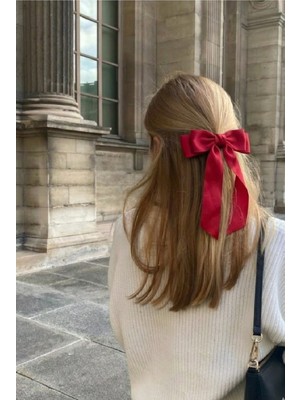 Massaltay Krem Kadın Saten Kurdele Fiyonk Timsah Toka – Günlük ve Özel Gün Saç Aksesuarı