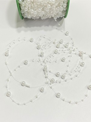 Massaltay Beyaz Misinalı Şerit Inci – 5 Metre Süsleme Incisi Dekoratif Inci Şerit