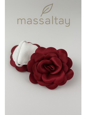 Massaltay Bordo Kına El Gülü 2 Adet – Saten Çiçekli El Aksesuarı, Düğün ve Kına Gecesi Süsleme