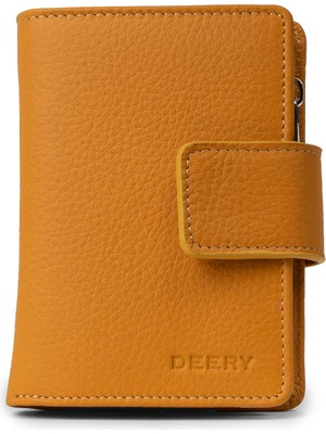Deery Kadın Hakiki Deri Hardal Renk Dikey Cüzdan - 00918ZHRDZ01