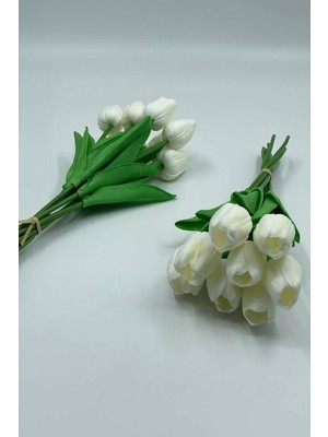 Massaltay Islak Efektli Beyaz Lale Demeti (8 Adet) – Vazo, Düğün ve Masa Dekorasyonu Için Ideal