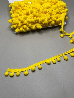 Massaltay Sarı Ponpon Şerit 1 Metre | Dekoratif Süsleme, Hobi, Kostüm ve Tekstil Aksesuarı