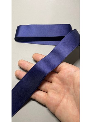 Massaltay Lacivert Saten Kurdele 4 cm 5 Metre – Dekoratif Şerit, Hobi ve Kına Süsleme, Paketleme Kurdelesi