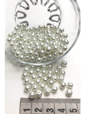 Massaltay Beyaz Cam Inci Boncuk 6 mm