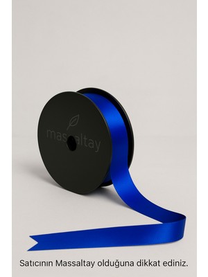 Massaltay 3 cm Saks Mavi Saten Kurdele – Parlak Dekoratif Şerit, Hediye Paketleme ve Süsleme Malzemesi