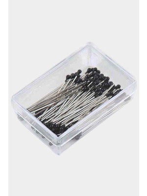 Massaltay Siyah Başlı Mineli Toplu Iğne 100 Lü Siyah Renkli İnce İğne Seti