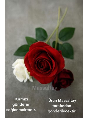 Massaltay Kırmızı Kadife Gül Demet 1 Adet, Yapay Çiçek Süsleme, Dekoratif Aksesuar, Düğün Kına