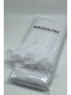 Massaltay Beyaz Fırfırlı Gelin Çiçeği Sarma Tülü 60 cm – Buket Süsleme ve Organizasyon Tülü