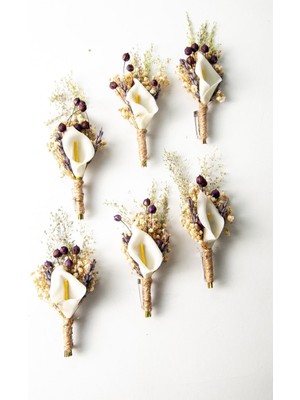 Massaltay Sarı Gala Çiçekli Yaka Çiçeği – 10 Adet Kuru Çiçek Damat ve Sağdıç Yaka Aksesuarı