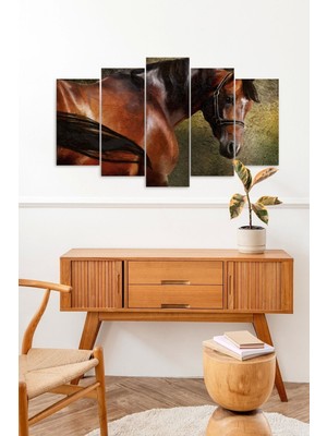 TeknoKapsül At Manzara 5 Parçalı Mdf Tablo 60 x 100