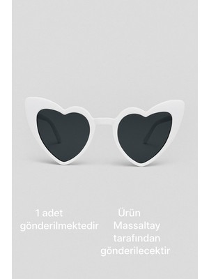 Massaltay Beyaz Kalpli Bride Gelin Damat Gözlüğü – After Parti, Düğün, Kına ve Eğlence Aksesuarı