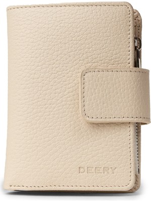 Deery Hakiki Deri Bej Dikey Kadın Cüzdanı - 00918ZBEJZ01