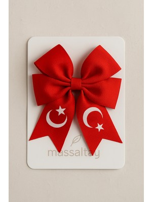 Massaltay 29 Ekim 23 Nisan Ayyıldız Desenli Kırmızı Etkinlik Tokası – Gösteri ve Bayram Saç Aksesuarı