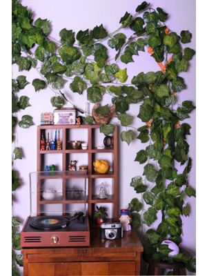 Massaltay Dekoratif Yeşil Yapraklı Yapay Sarmaşık – Üçgen Yaprak 230 cm Asma Yaprağı