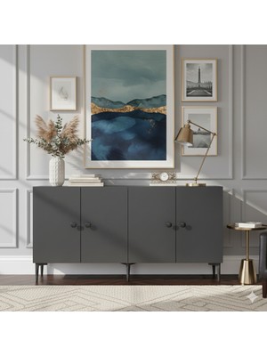 Yumedi Design KA1518A - Sherifa Konsol, Tv Sehpası, Çok Amaçlı Dolap ve Kahve Köşesi 150CM Antrasit