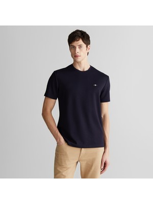 Gant Erkek Lacivert Relaxed Fit Bisiklet Yaka T-Shirt