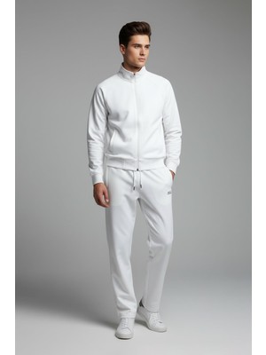 FullaModa Yazı Kabartmalı Fermuarlı Eşofman Takımı